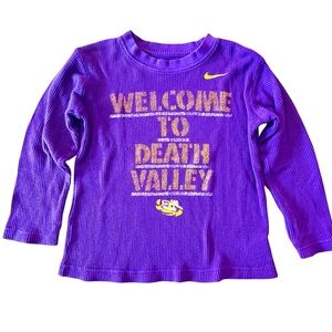 Nike Boys Size 7 LSU Thermal Long Sleeve “Welcome To Death Valley” Tee